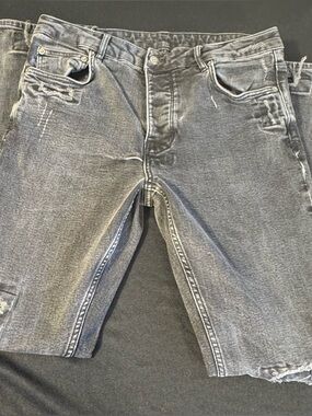 Ksubi Distressed Black Skinny Jeans Raw Hem Streetwear W36